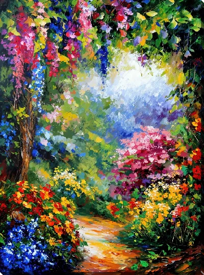 Картина Летний сад с цветами №90