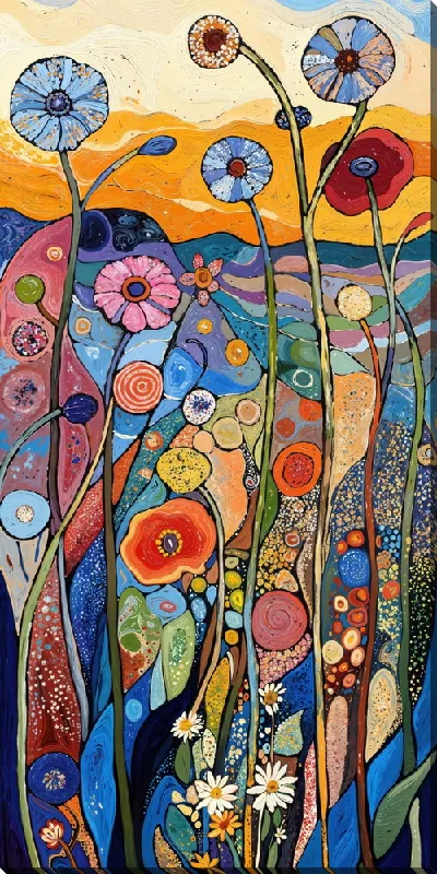 Картина маслом Летний сад с цветами №102