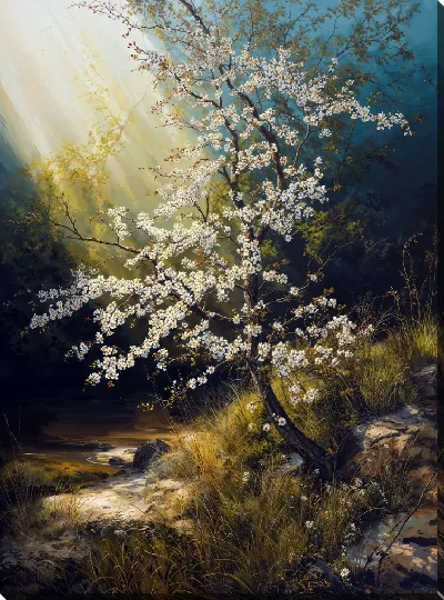 Картина маслом Цветущее дерево №17
