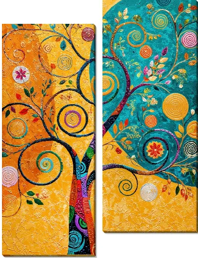 Модульная картина Дерево в цвету №4