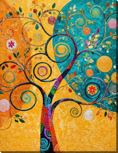 Картина маслом Дерево в цвету №4