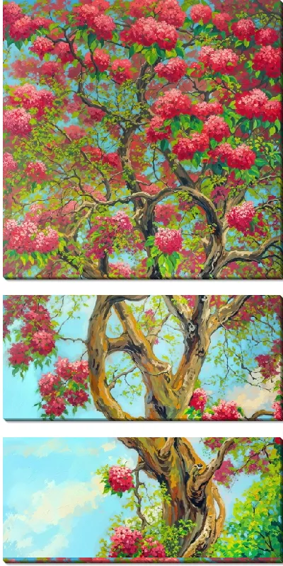 Модульная картина Цветущие деревья лета №1