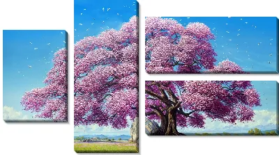 Модульная картина Цветущие деревья лета №5