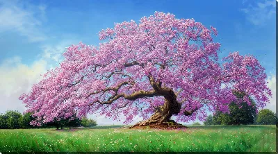 Картина маслом Цветущие деревья лета №6