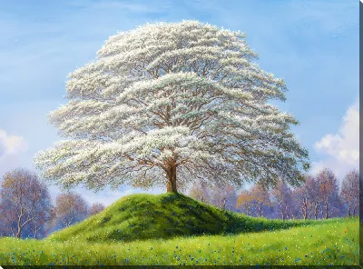 Картина маслом Цветущие деревья лета №7