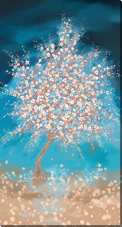 Картина маслом Цветущие деревья лета №11