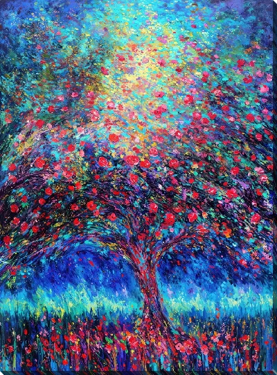 Картина маслом Цветущие деревья лета №12