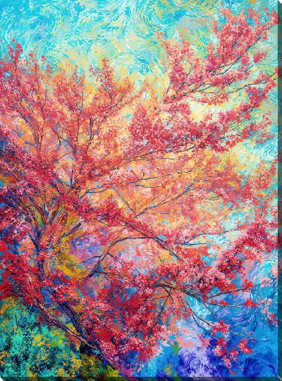 Картина маслом Цветущие деревья лета №13