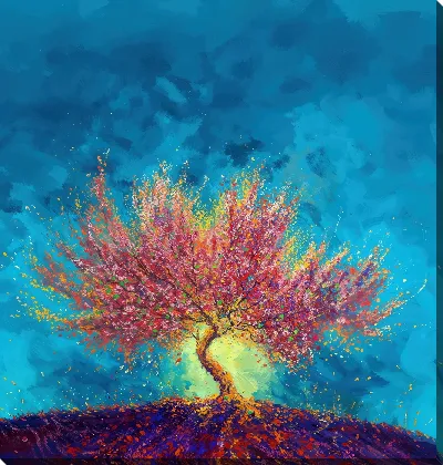 Картина маслом Цветущие деревья лета №14