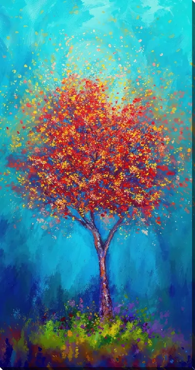 Картина маслом Цветущие деревья лета №15