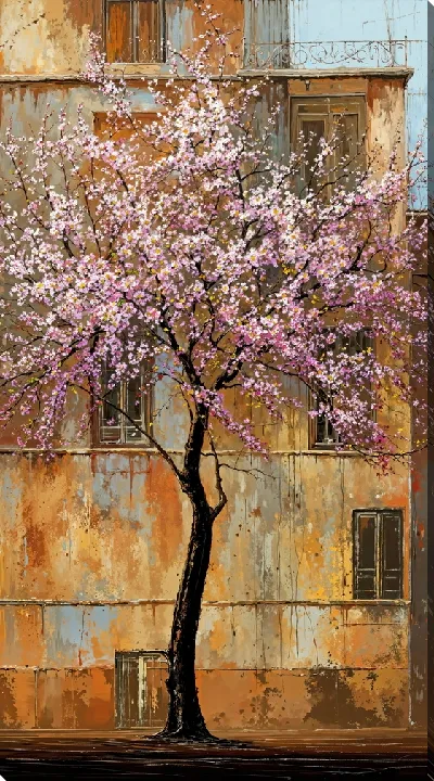 Картина маслом Цветущие деревья лета №19