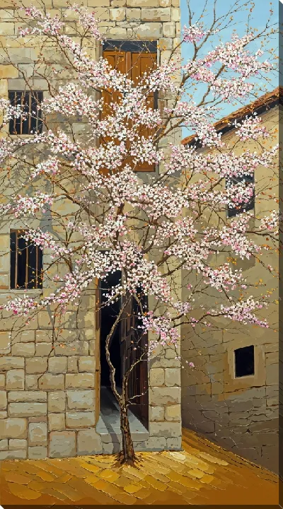 Картина маслом Цветущие деревья лета №20