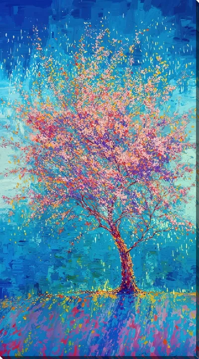 Картина маслом Цветущие деревья лета №22