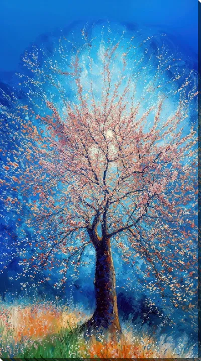 Картина маслом Цветущие деревья лета №23
