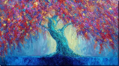 Картина маслом Цветущие деревья лета №24