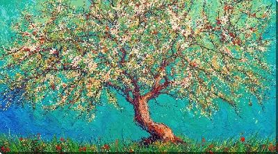 Картина маслом Цветущие деревья лета №25