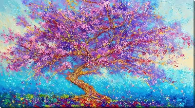 Картина маслом Цветущие деревья лета №26