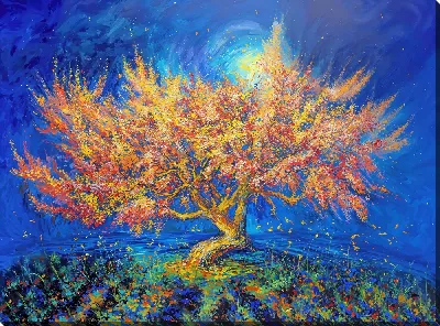 Картина маслом Цветущие деревья лета №27