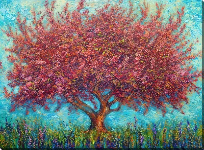 Картина маслом Цветущие деревья лета №28