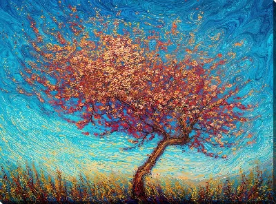 Картина маслом Цветущие деревья лета №29