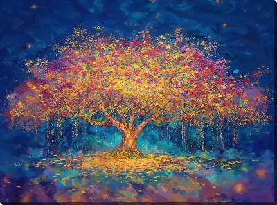 Картина маслом Цветущие деревья лета №30