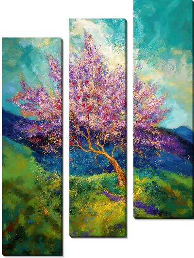 Модульная картина Цветущие деревья лета №31