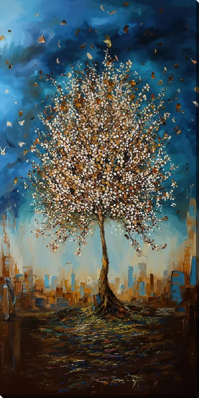 Картина маслом Цветущие деревья лета №33