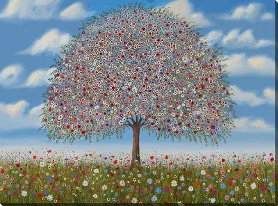 Картина маслом Цветущие деревья лета №37