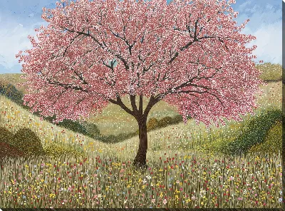 Картина маслом Цветущие деревья лета №39