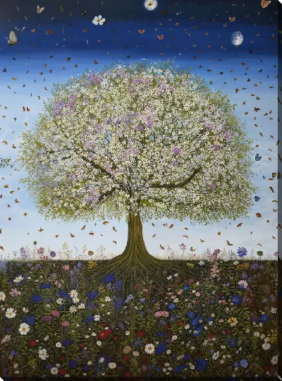 Картина маслом Цветущие деревья лета №40