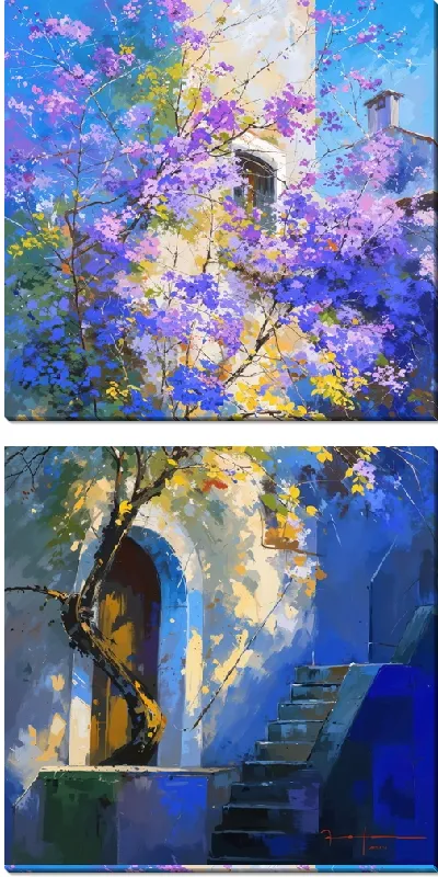 Модульная картина Цветущие деревья лета №43