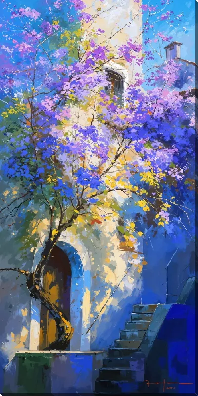 Картина маслом Цветущие деревья лета №43