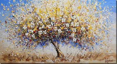 Картина маслом Цветущие деревья лета №44