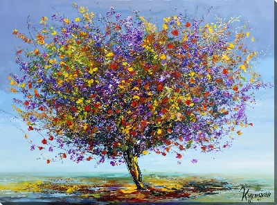 Картина маслом Цветущие деревья лета №47