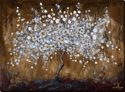 Картина маслом Цветущие деревья лета №48