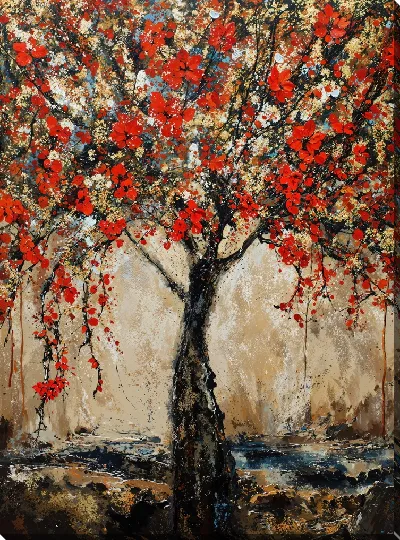 Картина маслом Цветущие деревья лета №49