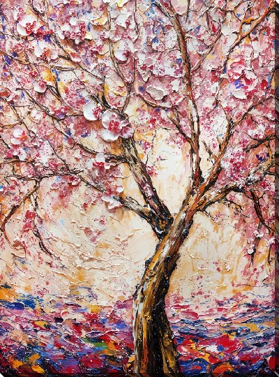 Картина маслом Дерево цветущее №1