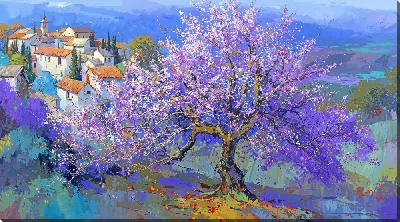 Картина маслом Дерево цветущее №3