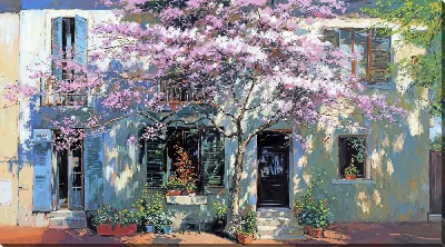 Картина маслом Дерево цветущее №4