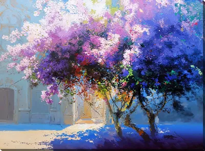 Картина маслом Дерево цветущее №7