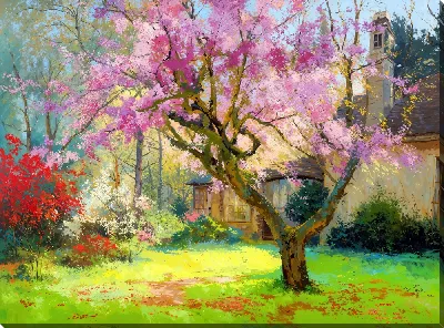 Картина маслом Дерево цветущее №8