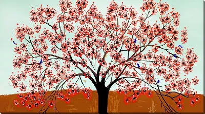 Картина маслом Дерево цветущее №12