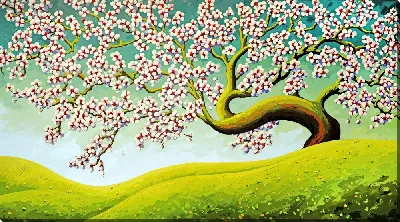 Картина маслом Дерево цветущее №13