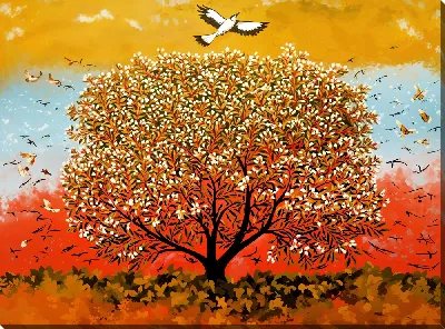 Картина маслом Дерево цветущее №14