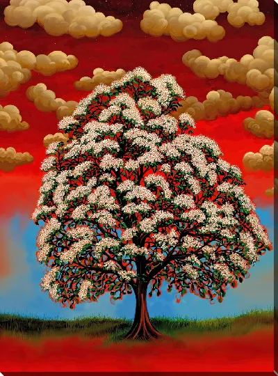 Картина маслом Дерево цветущее №15