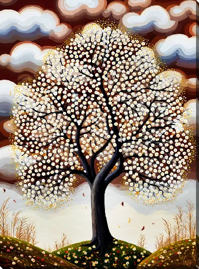 Картина маслом Дерево цветущее №16