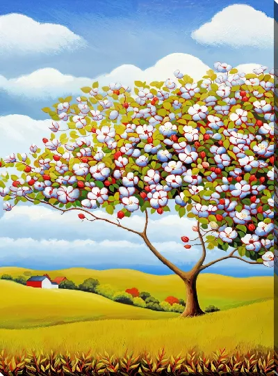 Картина маслом Дерево цветущее №17