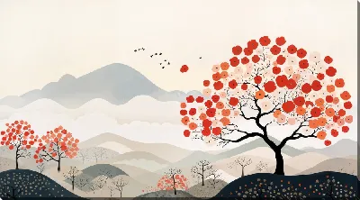 Картина маслом Дерево цветущее №18