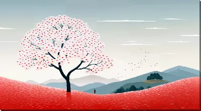 Картина маслом Дерево цветущее №20