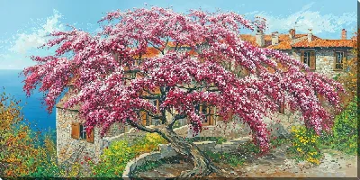 Картина маслом Дерево цветущее №21